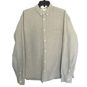 H&M L.O.G.G. Men’s XL Gray Cotton Button-Down Shirt Long Sleeve Regular Fit